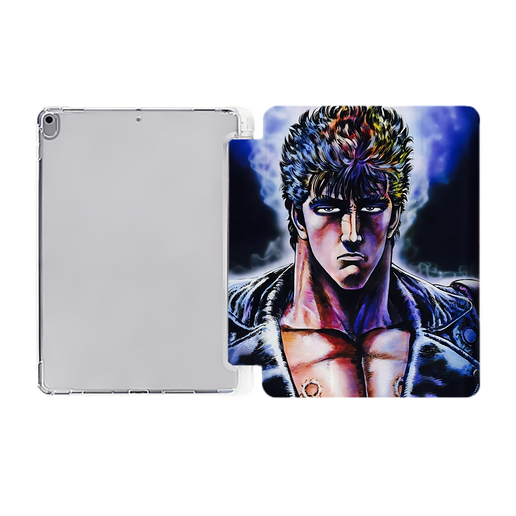 （画像用） 北斗の拳 Fist of the North Star IPad ケース ペン収納付き 三つ折りスタンド PUレザー×シリコン 対応機種9.5/10.5/10.9インチ